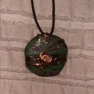 Handcrafted Ruby in Zeolite Stone Pendant Necklace